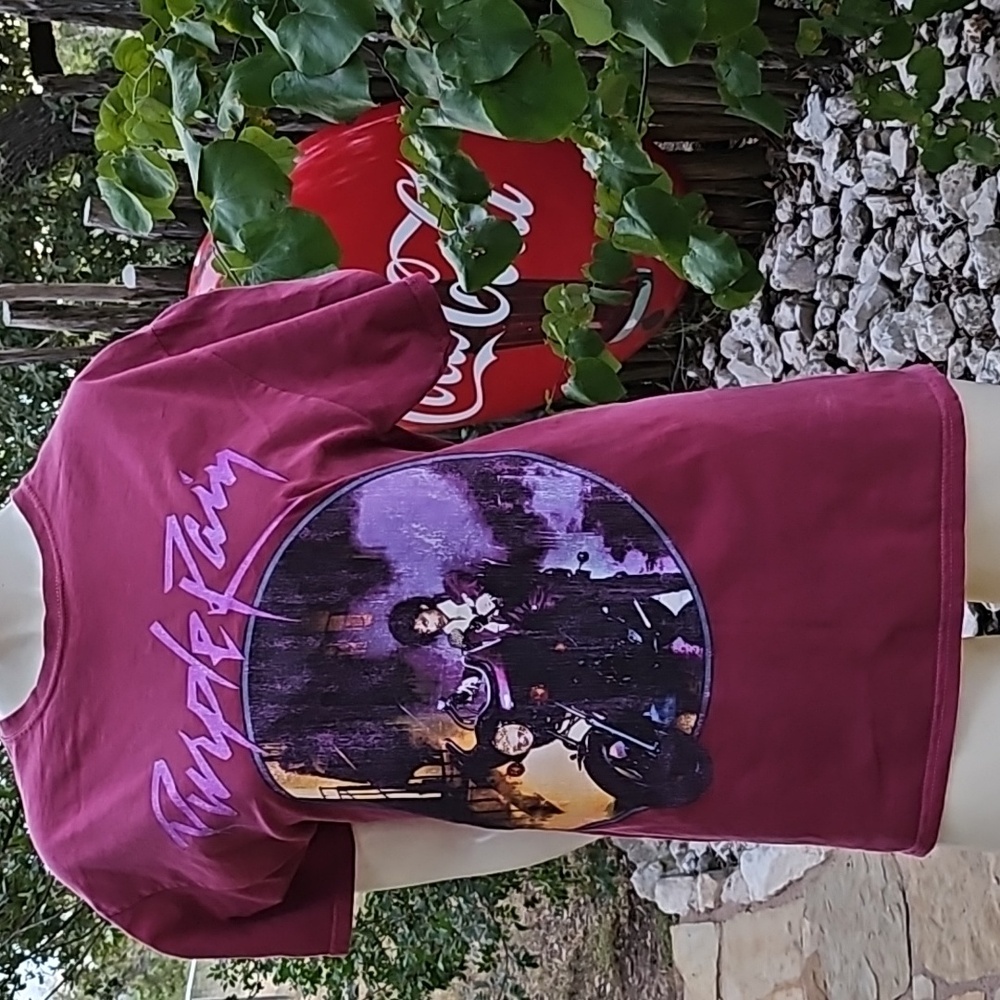 The Prince Estate official 100% maroon cotton T-shirt PRINCE PURPLE RAIN Sz S/M